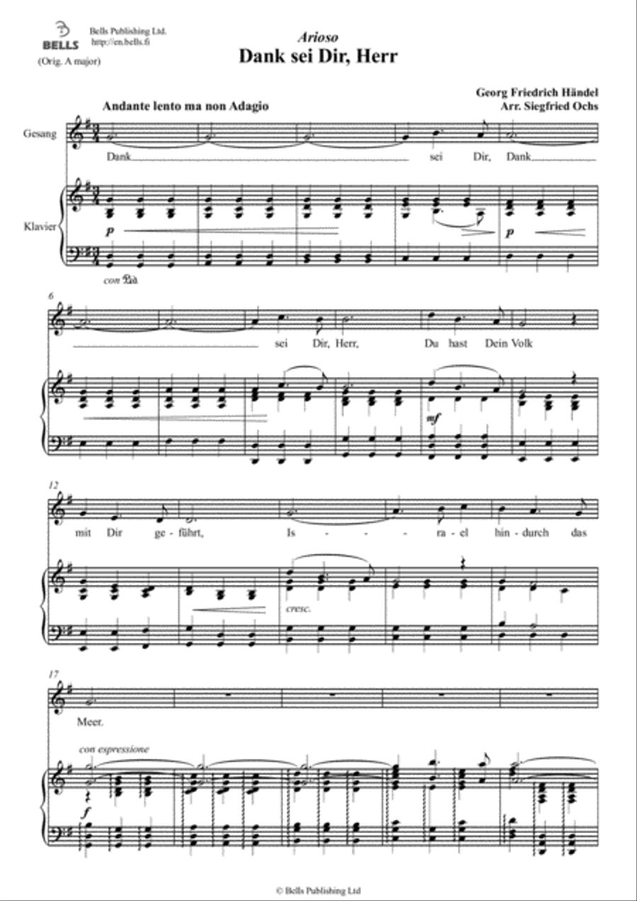 Dank sei Dir, Herr (G Major) Voice Solo scores gallery preview page 1
