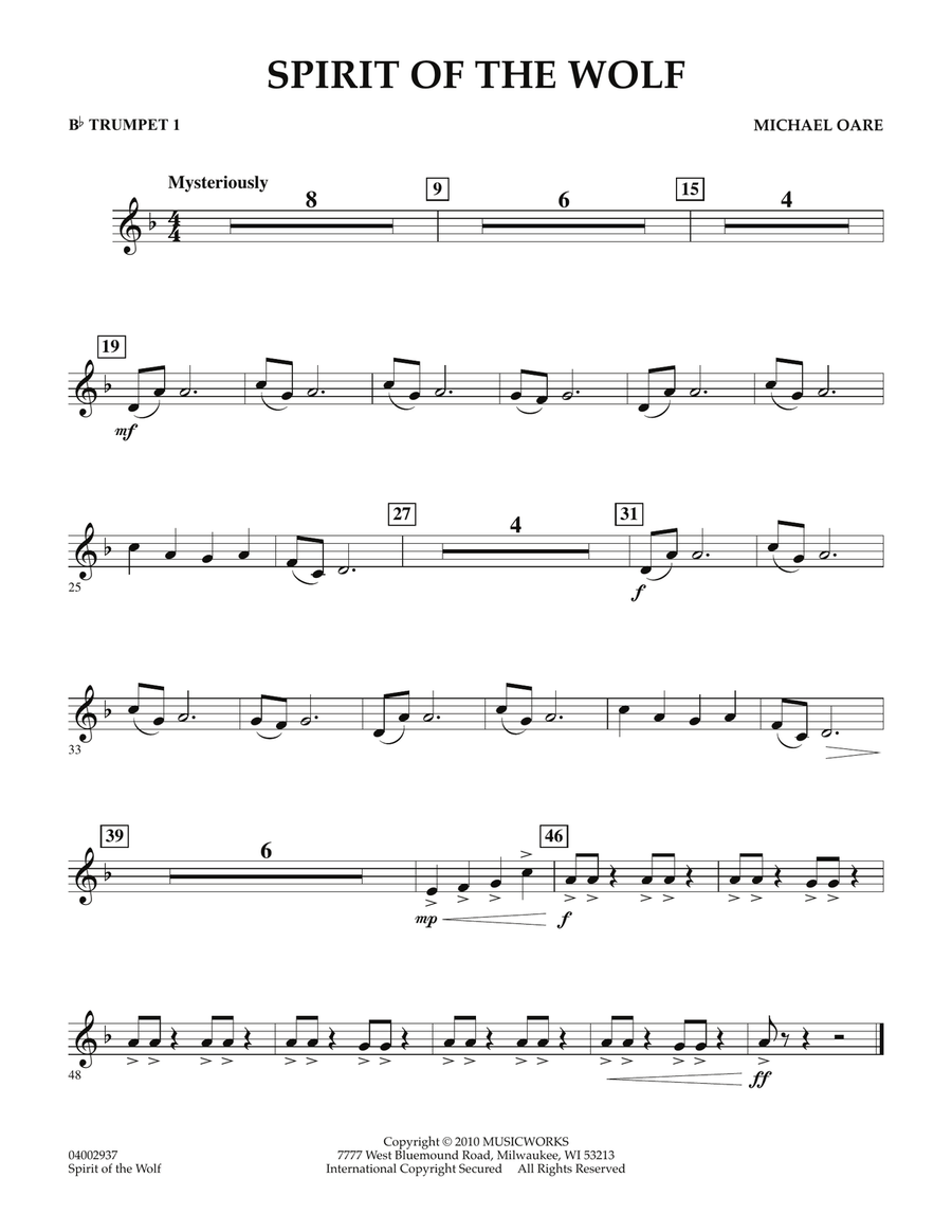Spirit Of The Wolf - Bb Trumpet 1 Concert Band scores gallery preview page 1
