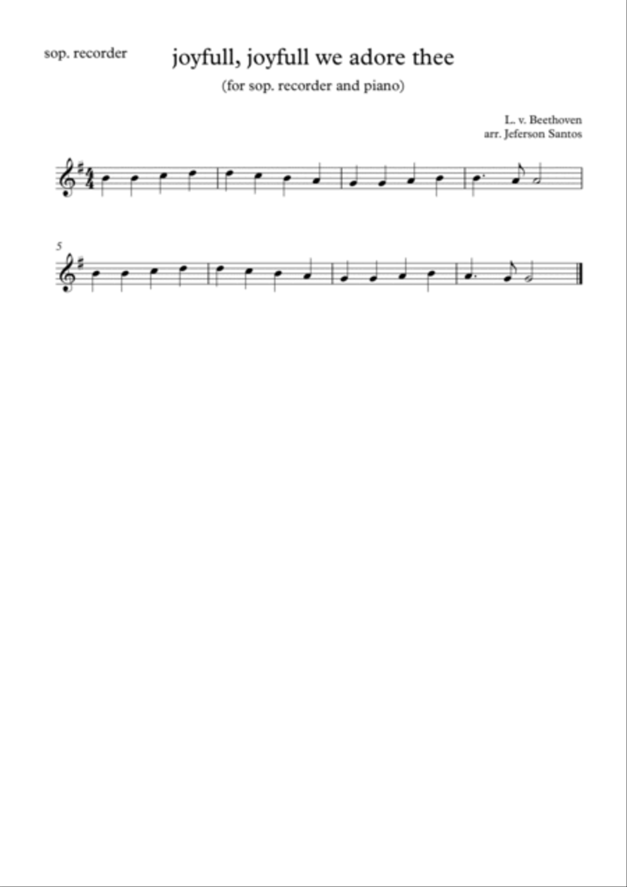 joyfull joyful, we adore thee for sop. recorder and guitar Soprano Recorder scores gallery preview page 2