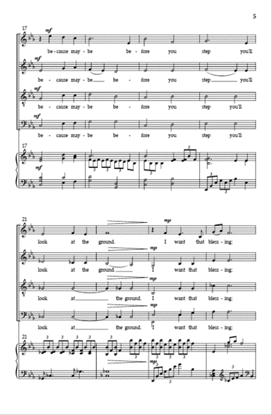 Where Your Bare Foot Walks (SATB) Divisi scores gallery preview page 4