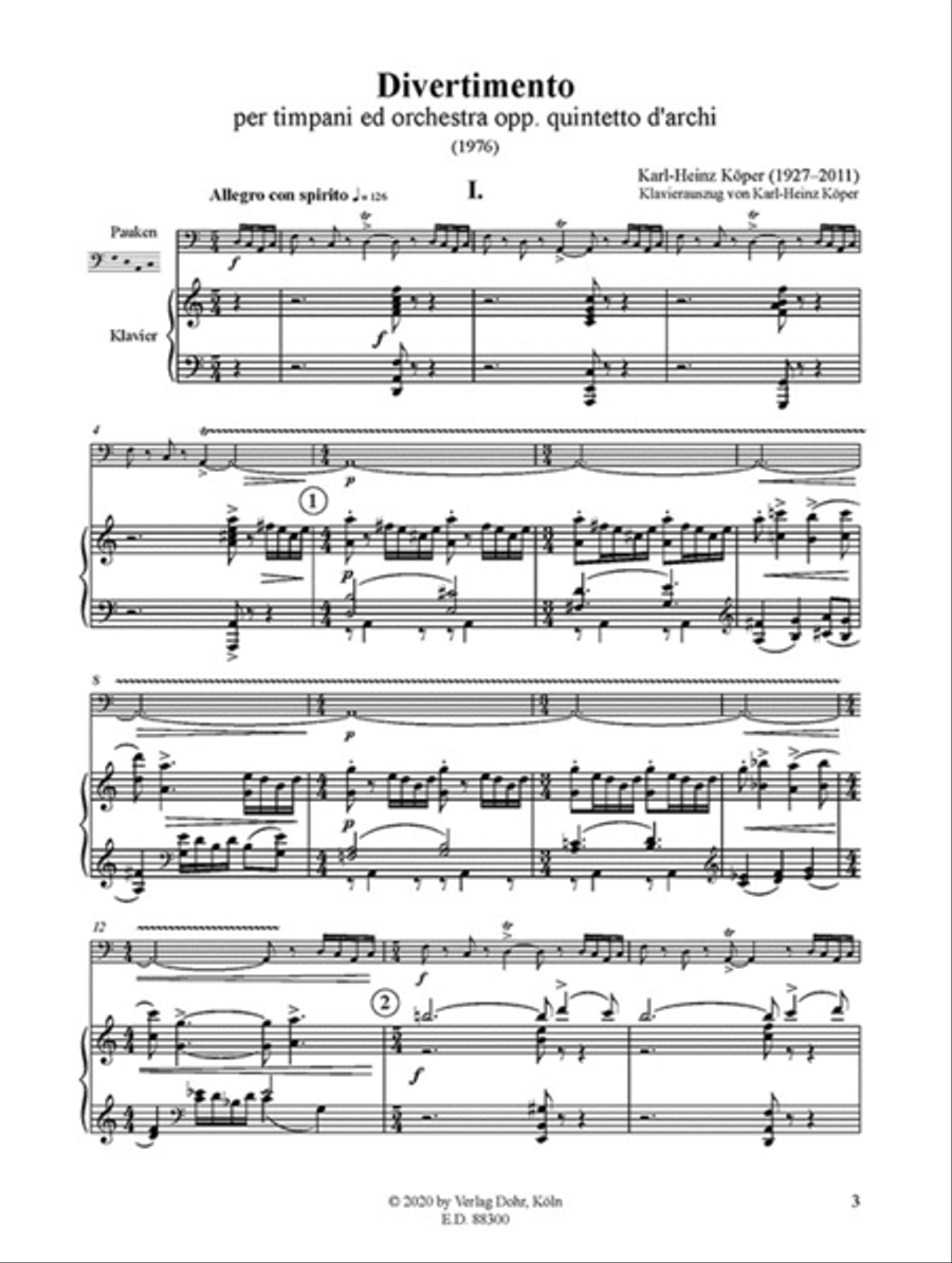 Divertimento für Pauken und Streichorchester (oder Streichquintett) (1976) String Quintet scores gallery preview page 2