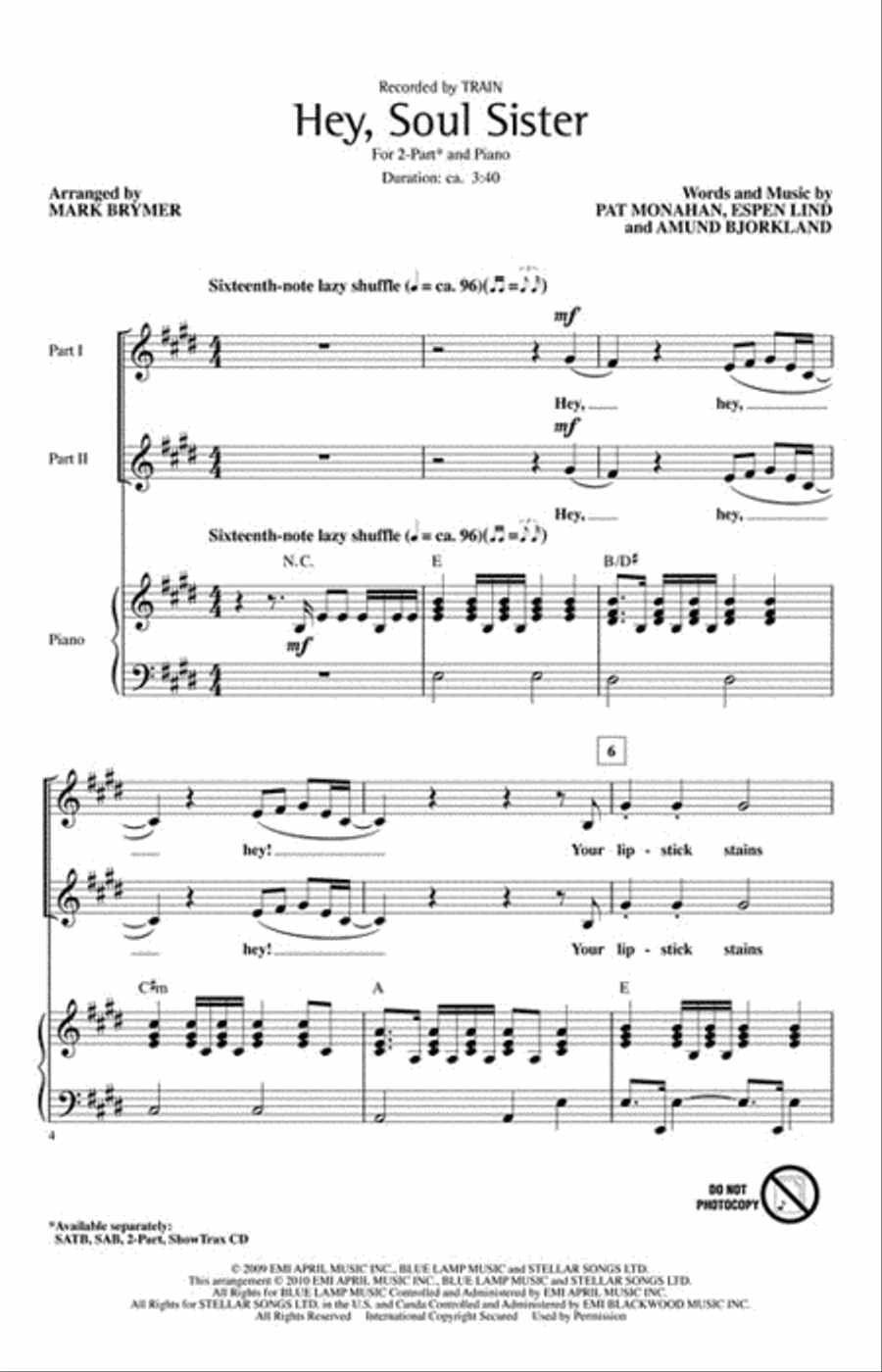 Hey, Soul Sister Hey, Soul Sister 2-Part scores gallery preview page 2