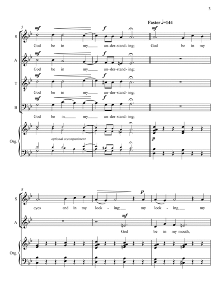 God Be In My Head for SATB and Organ image number null