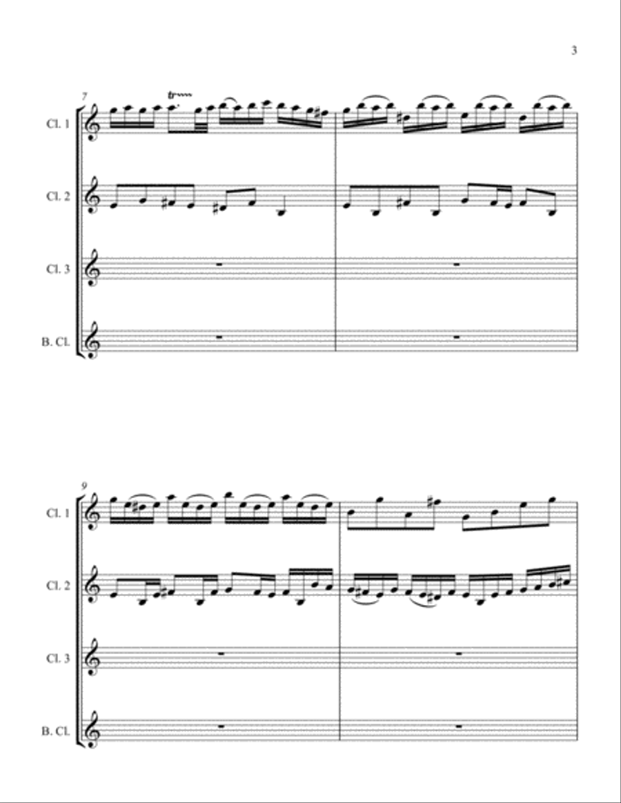 'Little' Fugue in G Minor - For Clarinet Quartet Clarinet Quartet scores gallery preview page 3