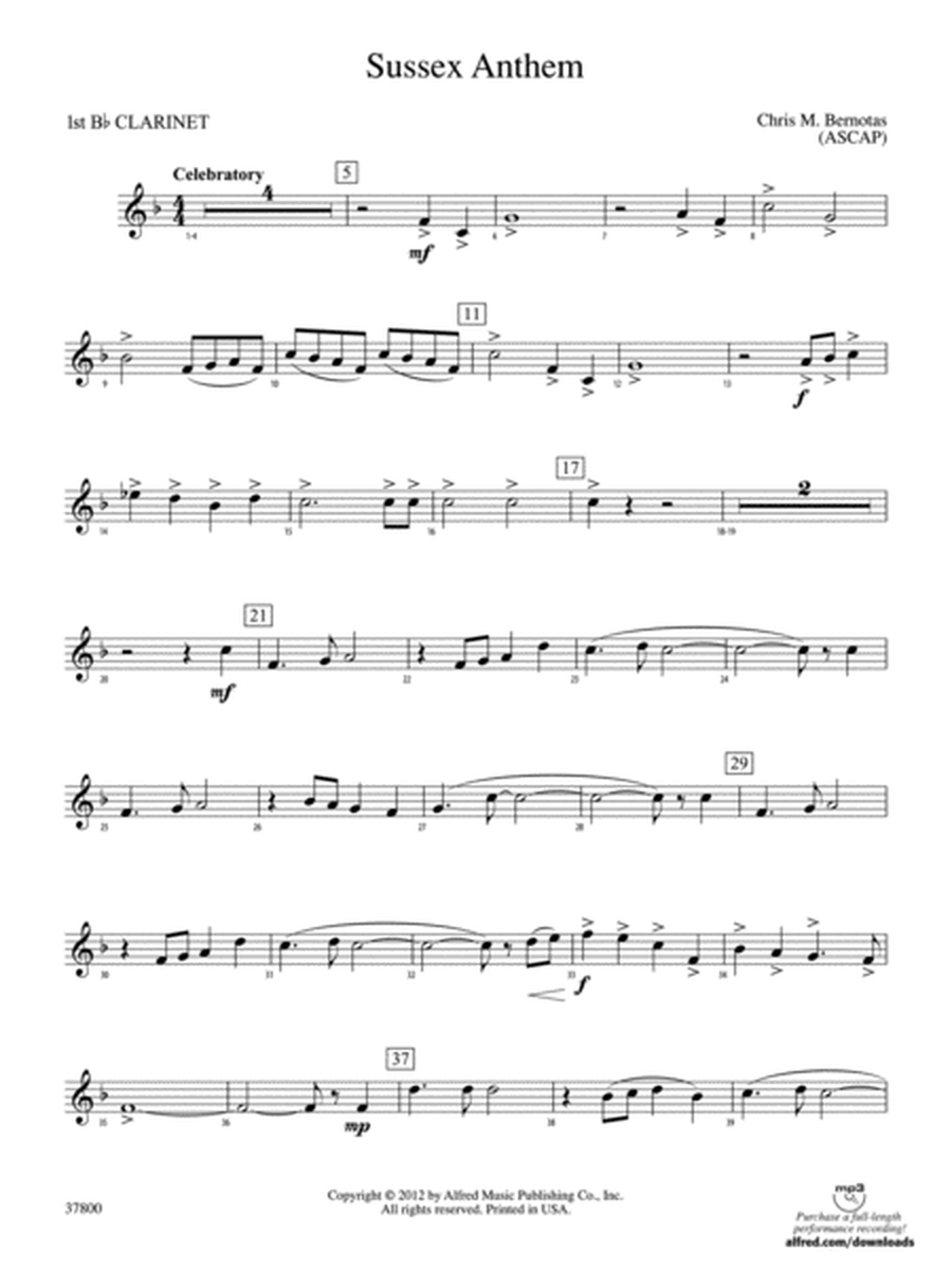 Sussex Anthem: 1st B-flat Clarinet