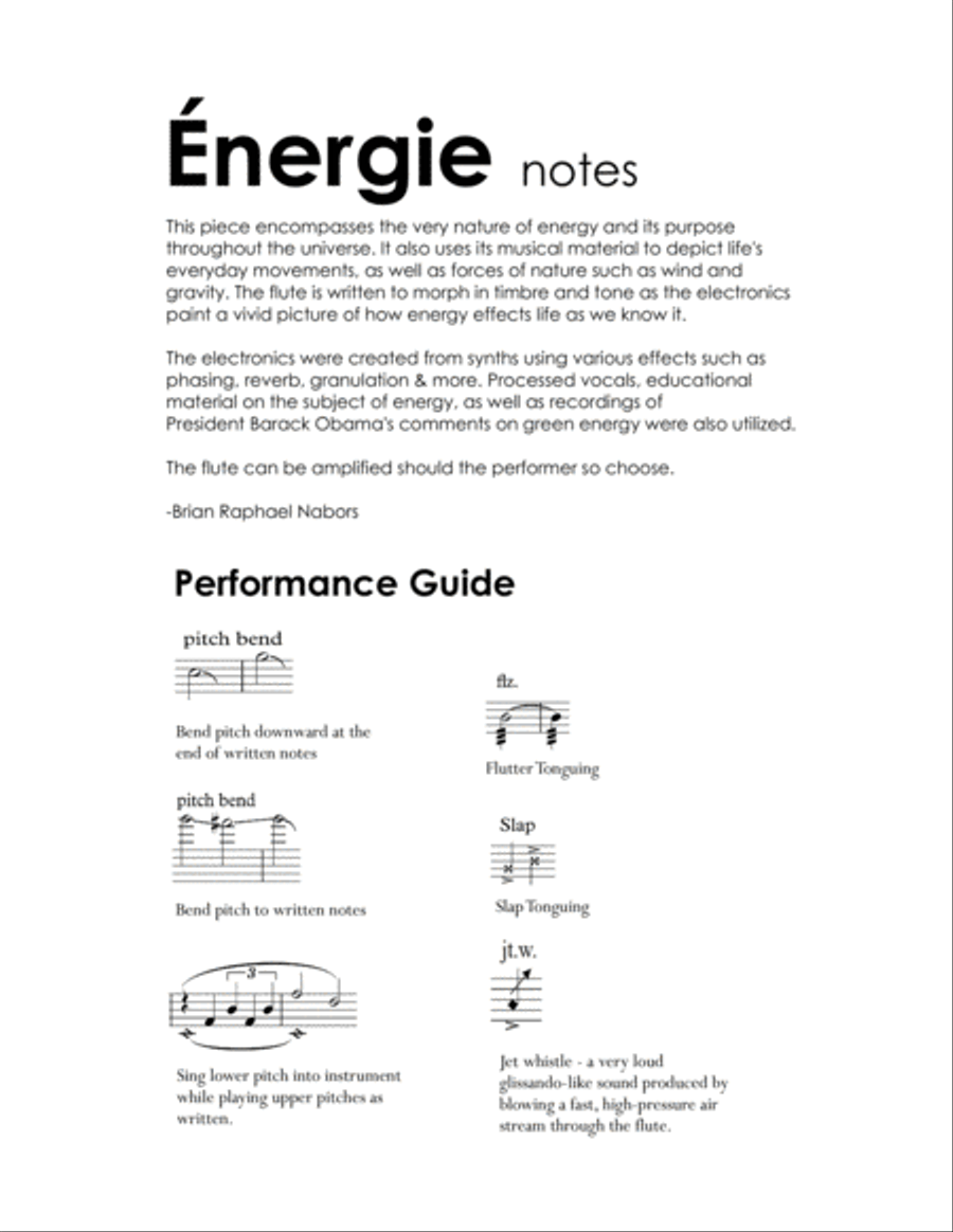 Énergie for solo flute & fixed format electronics Flute Solo scores gallery preview page 3
