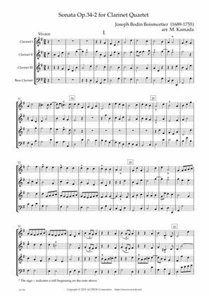 Sonata Op.34-2 for Clarinet Quartet
