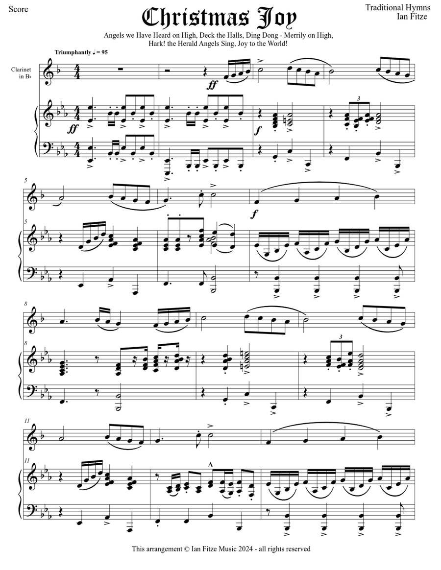 Christmas Joy - Medley of Five Joyous Christmas Carols B-Flat Clarinet scores gallery preview page 2