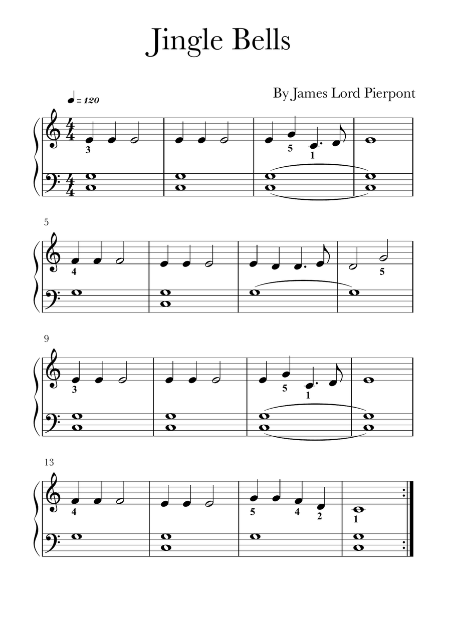 Jingle Bells Easy Piano Digital Sheet Music Sheet Music Plus