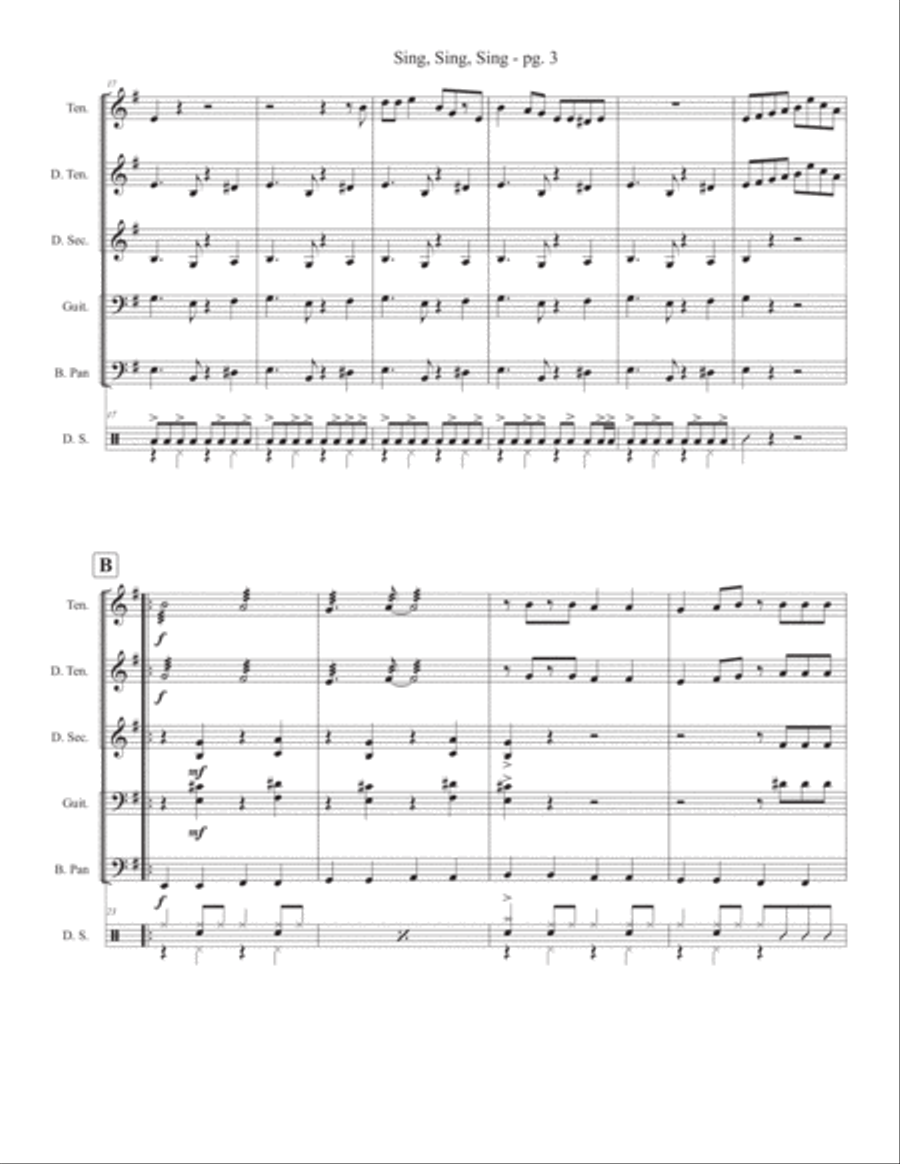 Sing, Sing, Sing Sing, Sing, Sing Percussion Ensemble scores gallery preview page 3