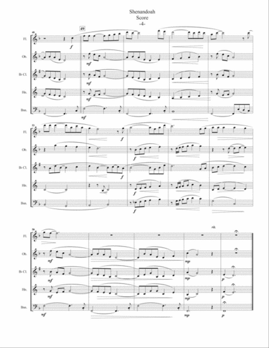 Shenandoah for Woodwind Quintet Woodwind Quintet scores gallery preview page 6