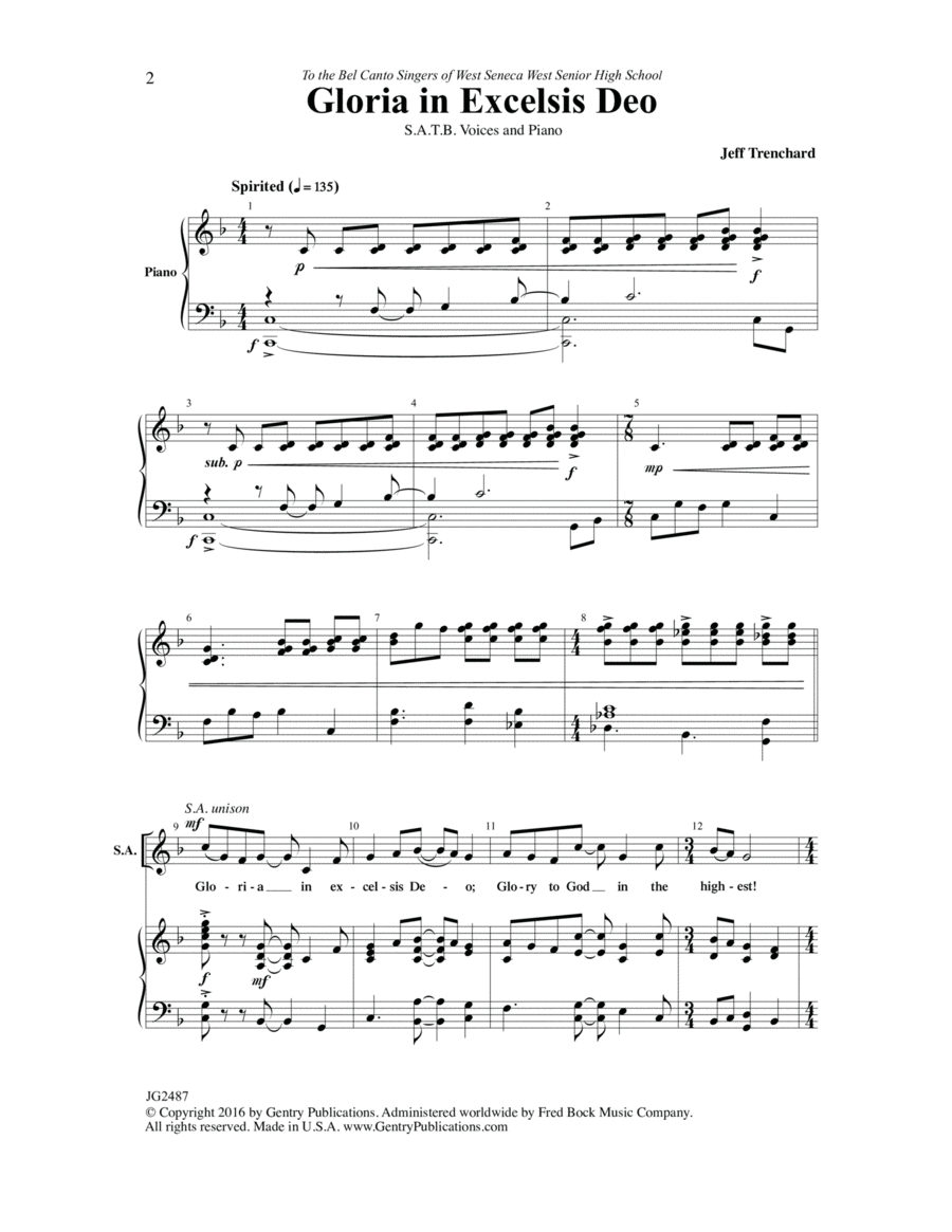 Gloria in Excelsis Deo 4-Part scores gallery preview page 1