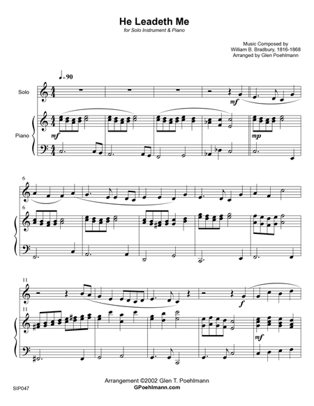 HE LEADETH ME - SOLO (or group) for any Orchestra Instrument! Piano accompaniment image number null