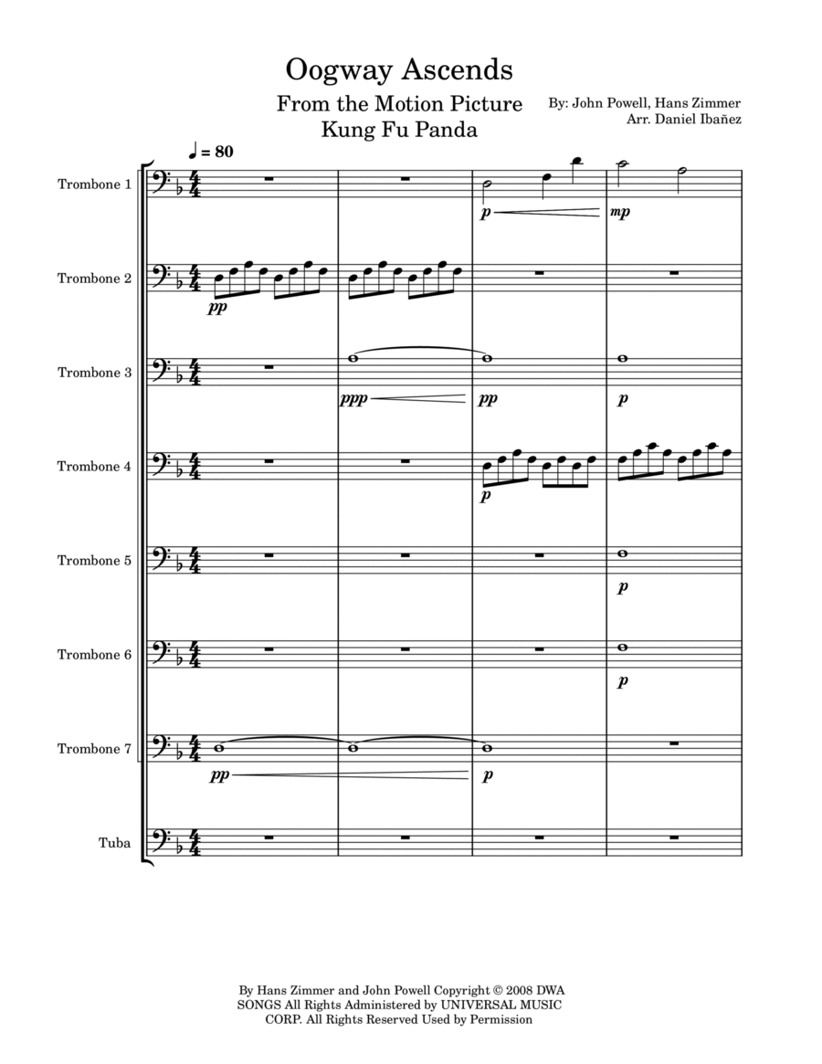 Oogway Ascends Brass Ensemble scores gallery preview page 1