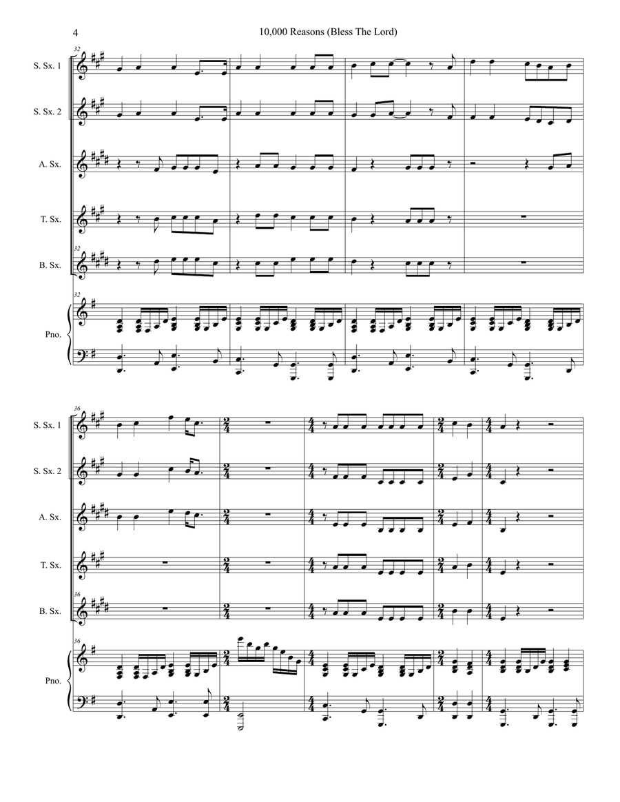 10,000 Reasons (Bless The Lord) Woodwind Quintet scores gallery preview page 4