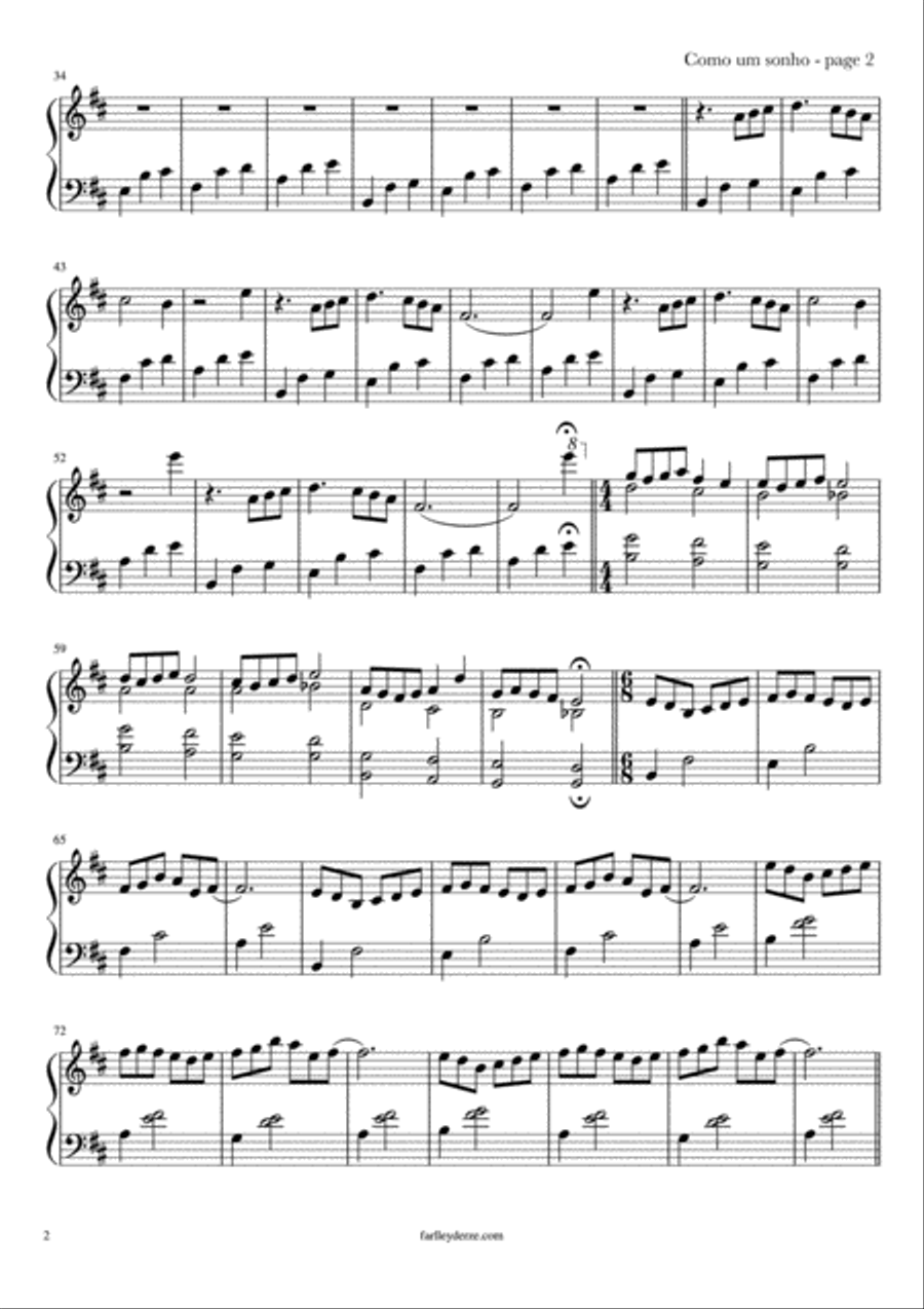 Como um sonho Piano Solo scores gallery preview page 2
