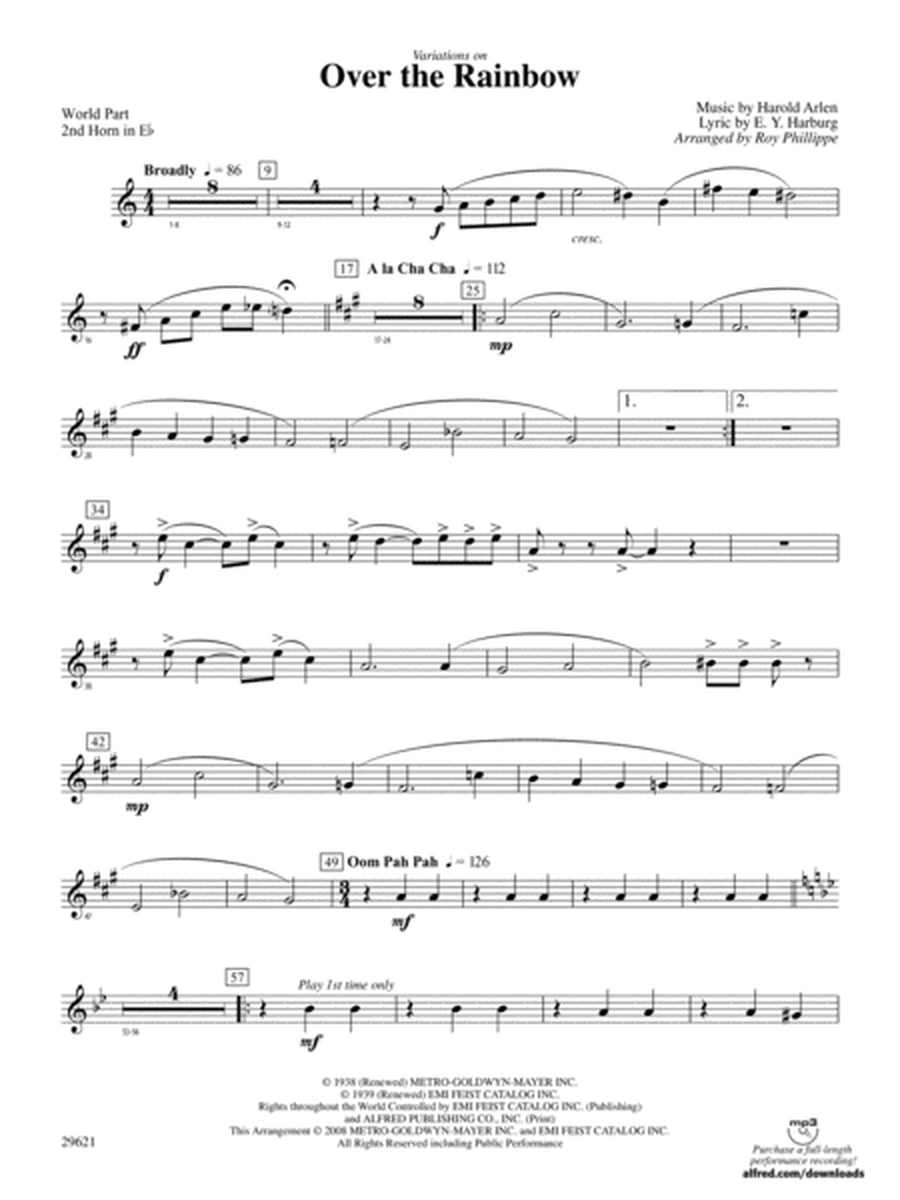 Over the Rainbow (from The Wizard of Oz), Variations on: (wp) 2nd Horn in E-flat