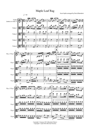 Maple Leaf Rag for Viola Quartet