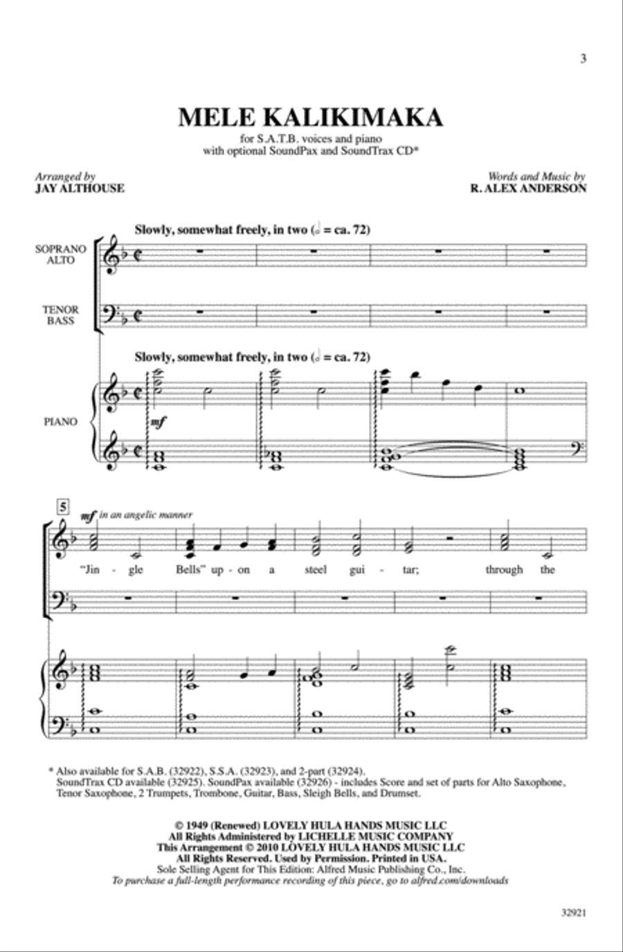 Mele Kalikimaka - SoundTrax CD (CD only) Choir scores gallery preview page 2