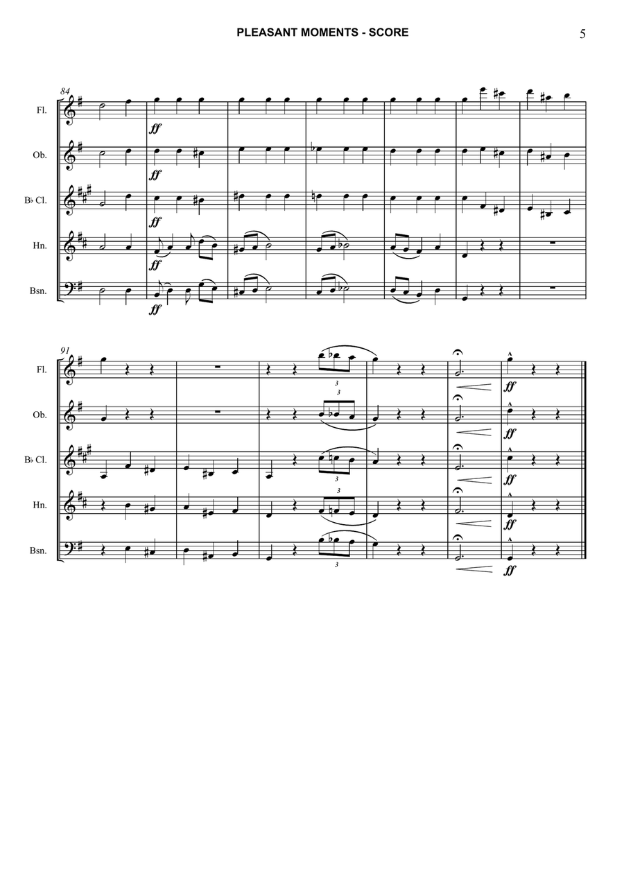 Pleasant Moments Waltz Woodwind Quintet scores gallery preview page 5
