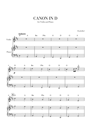 Book cover for Canon in D for Violin and Beginner Piano (with Chords)