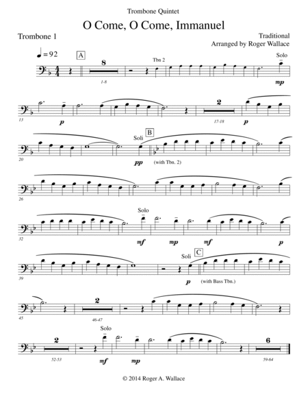 O Come, O Come, Immanuel (Emmanuel) - Trombone Quintet image number null