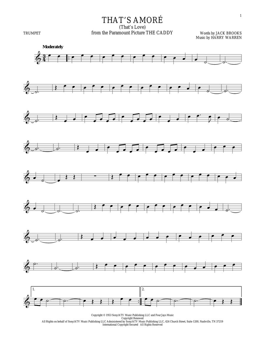 That's Amore (That's Love) Trumpet Solo scores gallery preview page 1