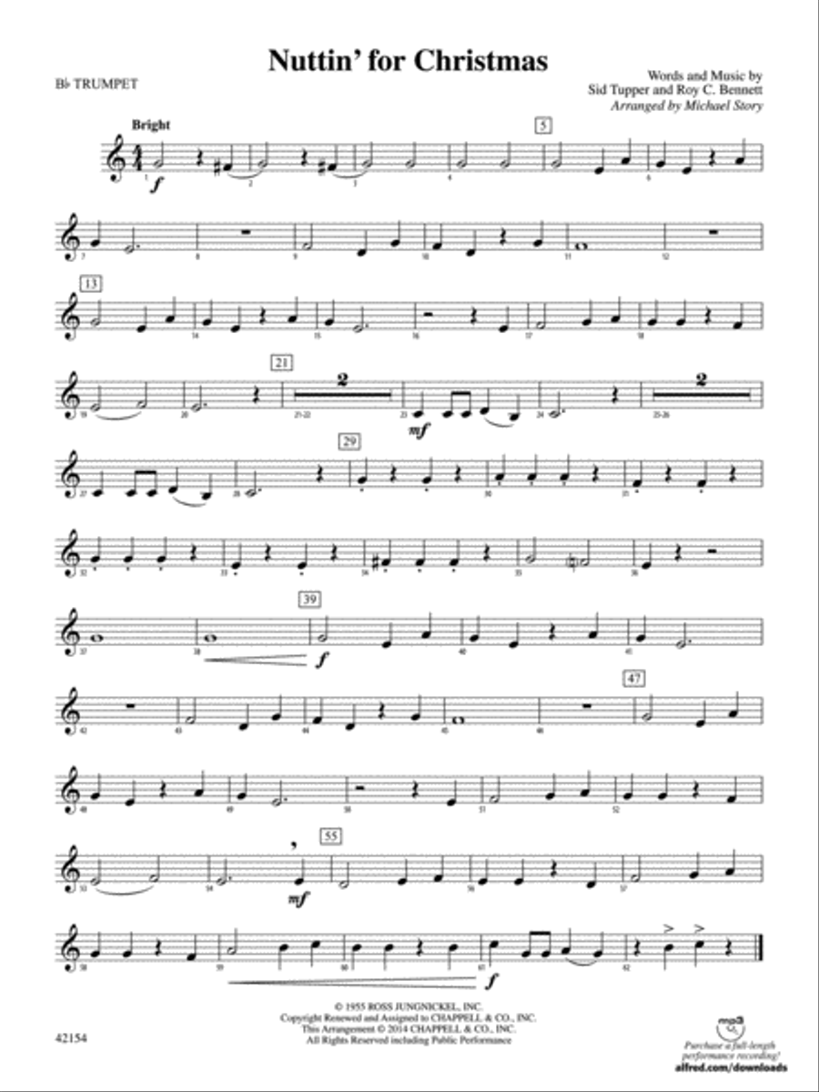 Nuttin' for Christmas: 1st B-flat Trumpet Concert Band scores gallery preview page 1
