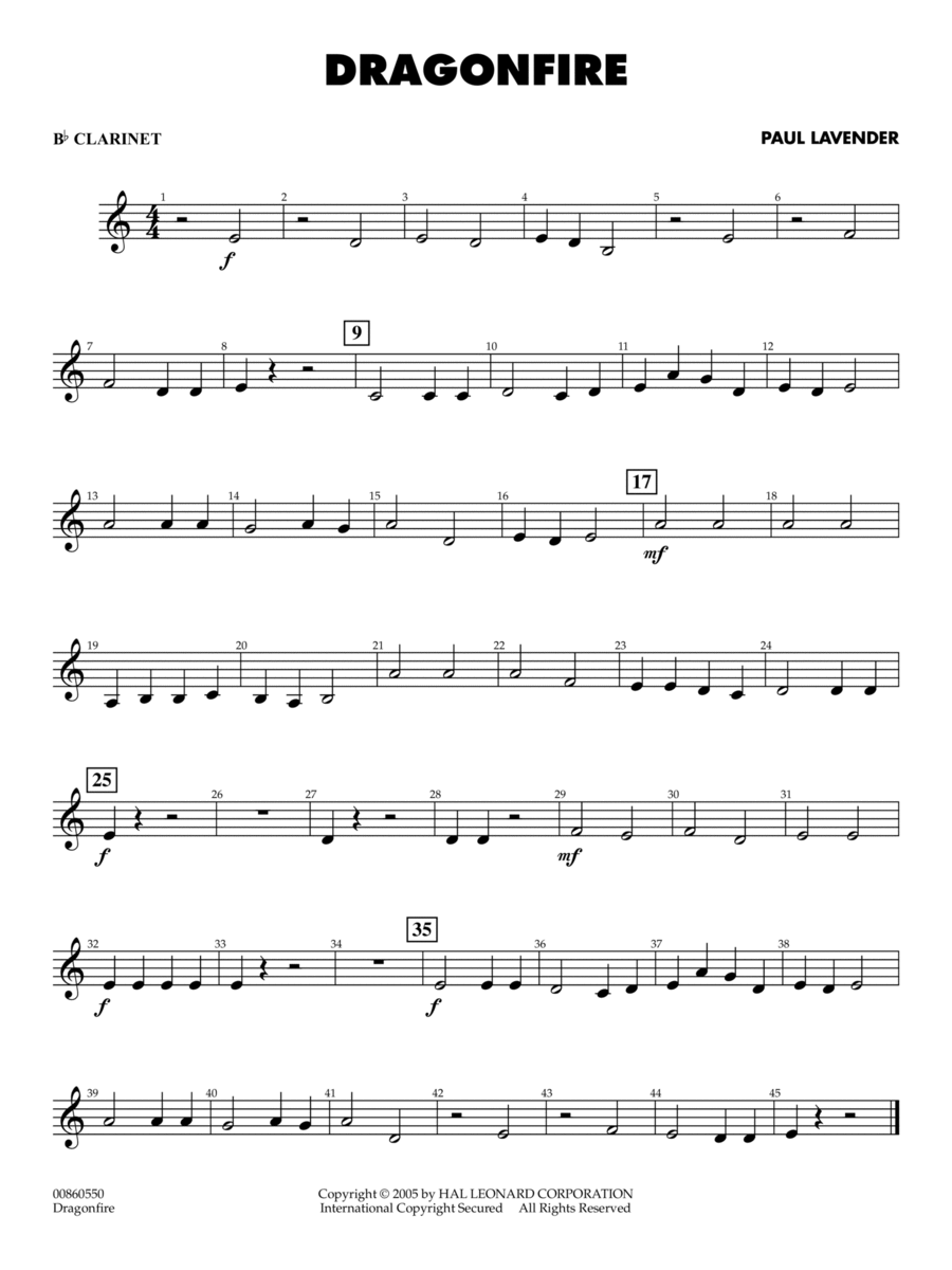 Dragonfire - Bb Clarinet Concert Band scores gallery preview page 1