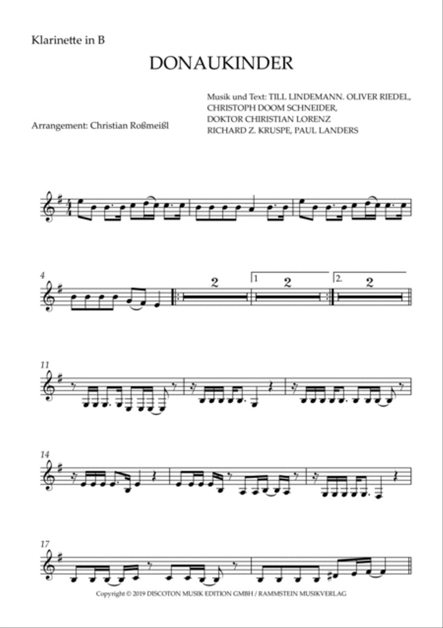 Donaukinder B-Flat Clarinet scores gallery preview page 2