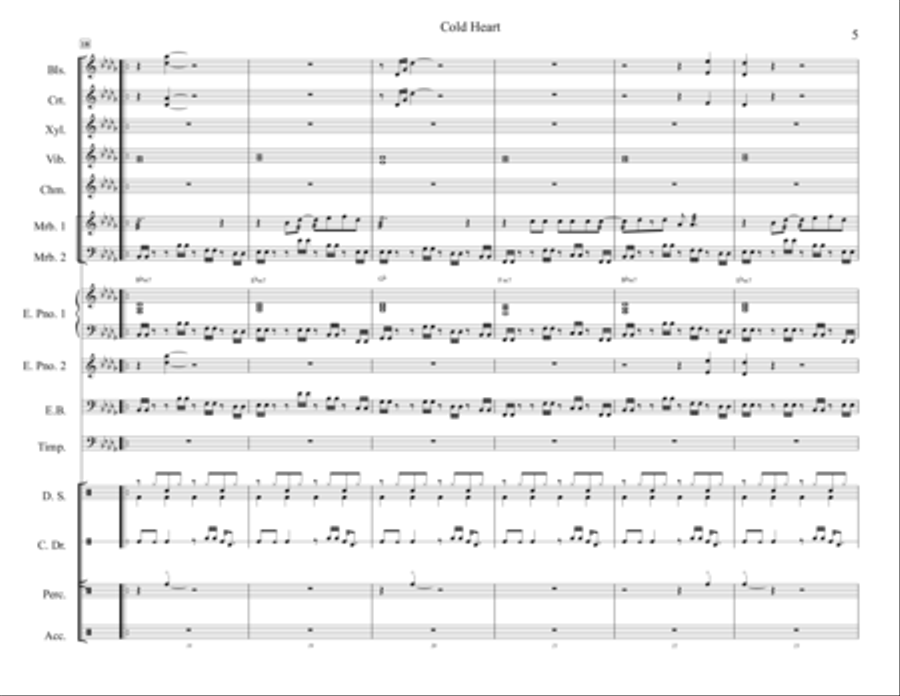 Cold Heart (pnau Remix) Percussion Ensemble scores gallery preview page 5