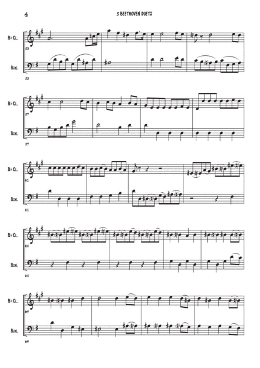 5 Beethoven duets - Bb Clarinet & Bassoon Woodwind Duet scores gallery preview page 5