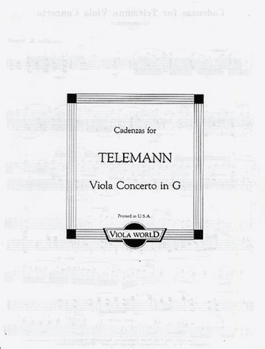 Cadenzas For Telemann Viola Concerto In G