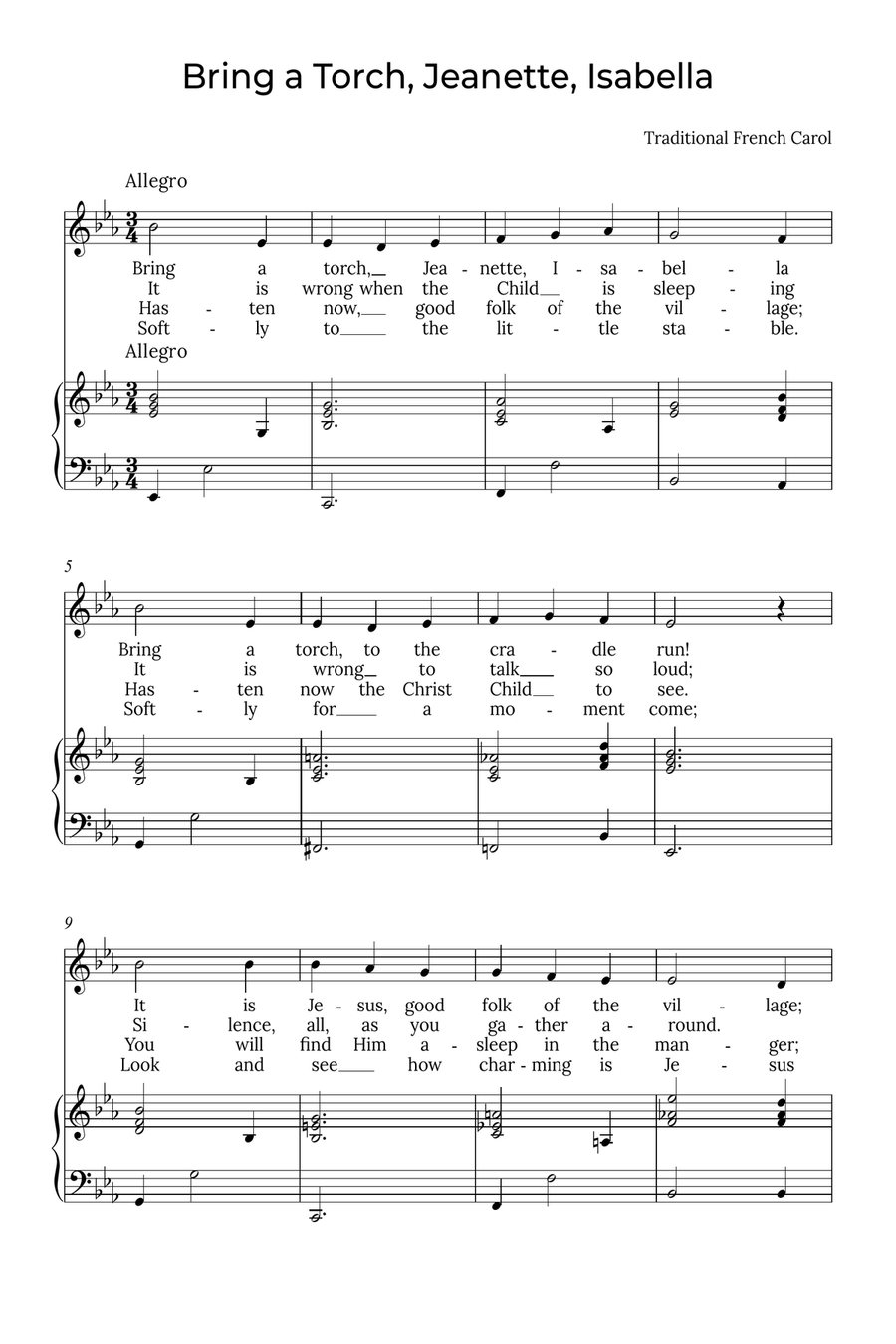 Bring a Torch, Isabella - Sobrano in Eb, Jeanette Soprano Voice scores gallery preview page 1
