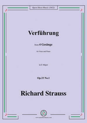 Book cover for Richard Strauss-Verführung,in E Major,Op.33 No.1,for Voice and Piano