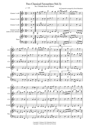 2 Classical Favourites for Clarinet Quartet (volume three)