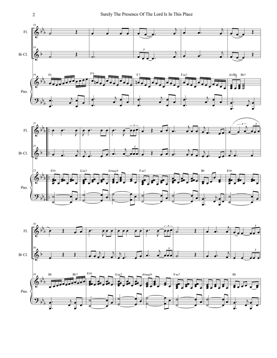 Surely The Presence Of The Lord Is In This Place Woodwind Duet scores gallery preview page 2