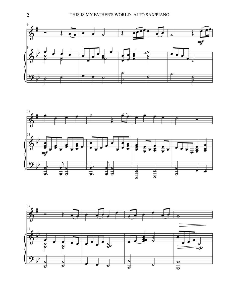 THREE HYMN ARRANGEMENTS for ALTO SAX and PIANO (Duet – Sax/Piano with Sax Part) image number null