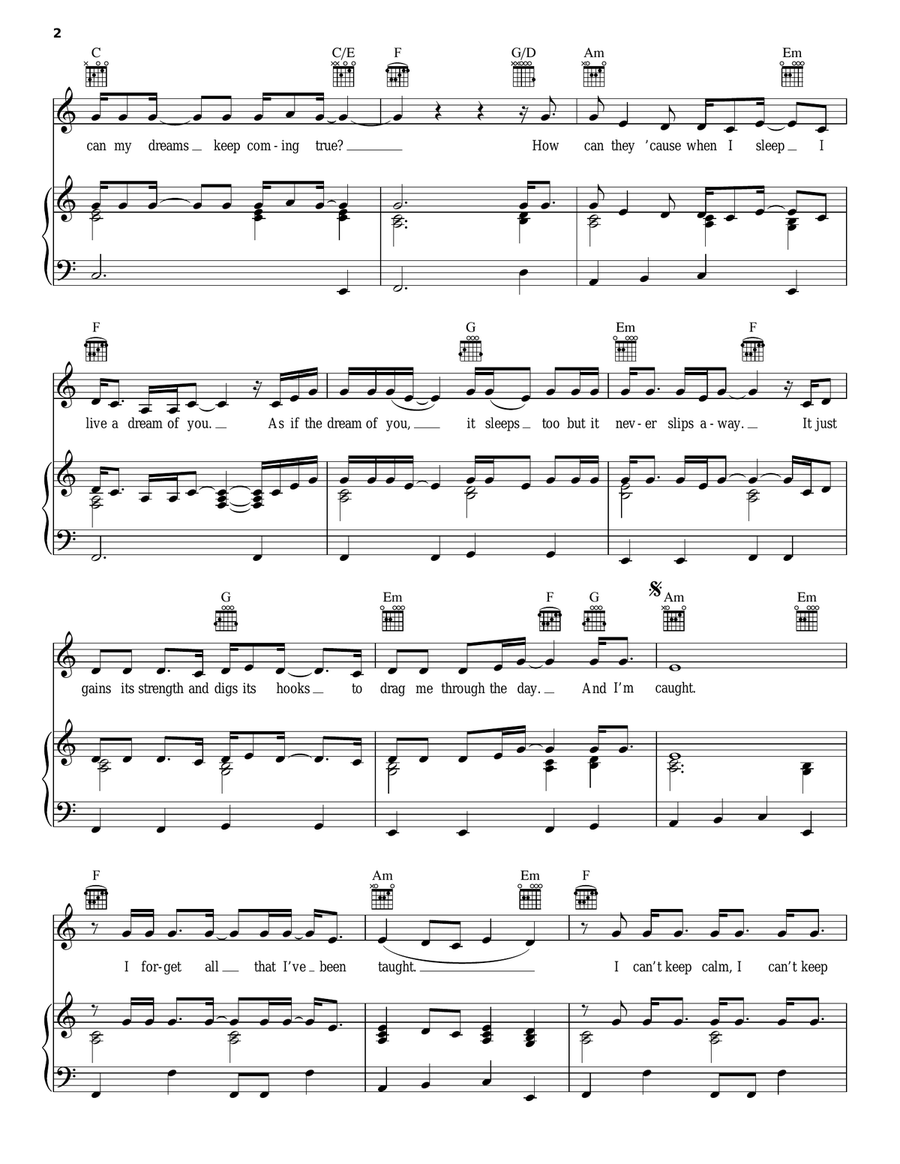Caught Piano, Vocal, Guitar scores gallery preview page 2