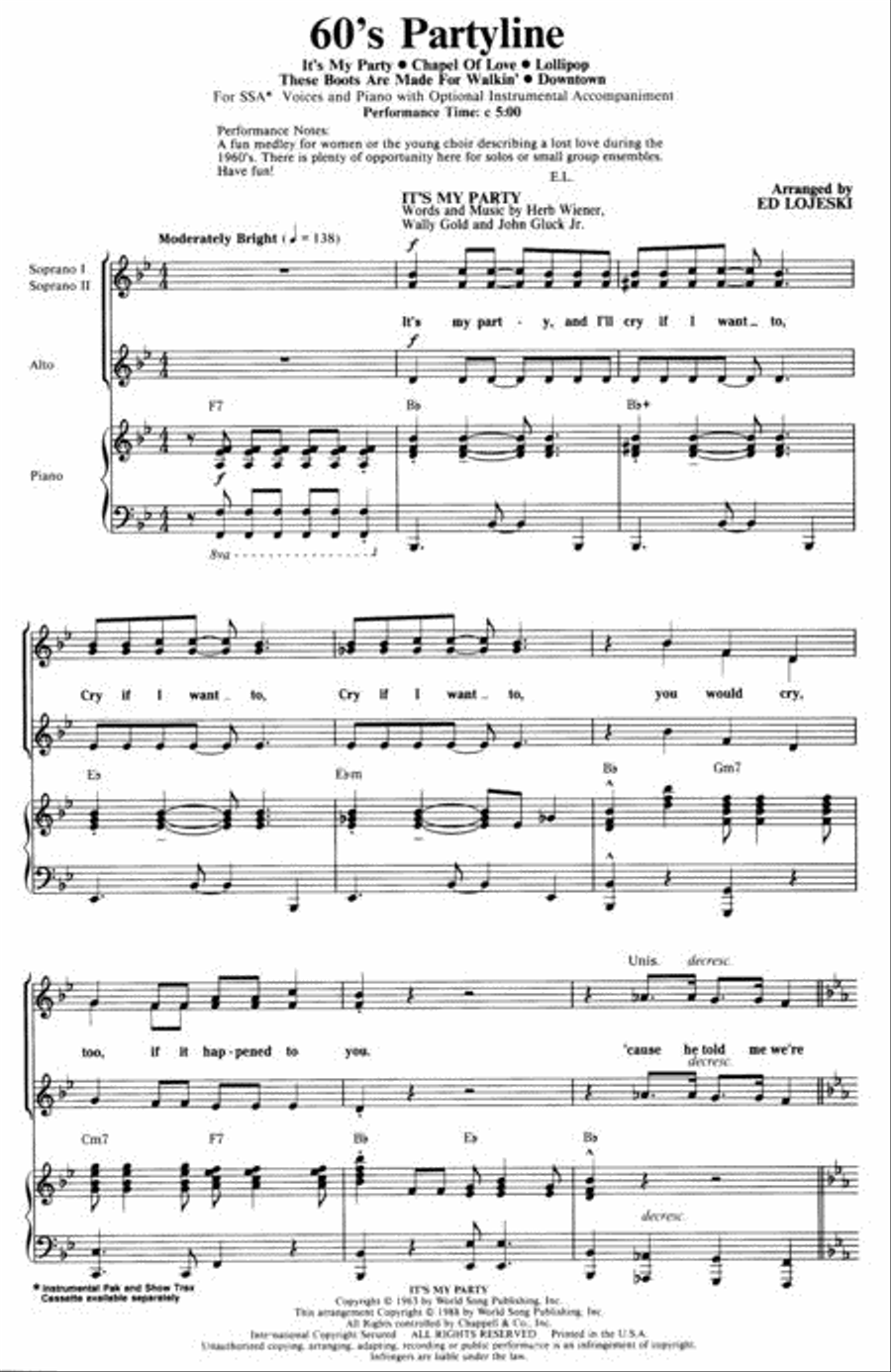 60's Partyline (Medley) 60's Partyline (Medley) SSA scores gallery preview page 2