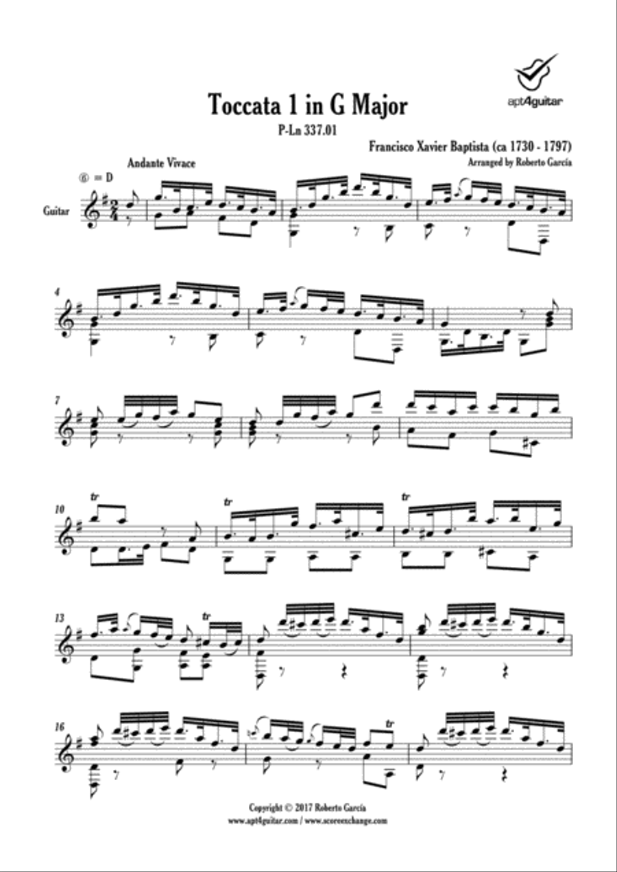 Toccata 1 in G Major Toccata 1 in G Major Classical Guitar scores gallery preview page 2