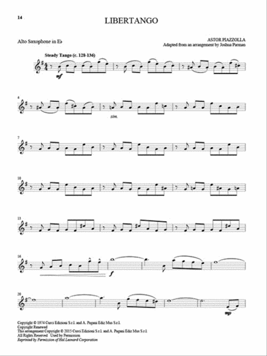 25 Piazzolla Tangos for Alto Saxophone and Piano Alto Saxophone scores gallery preview page 4