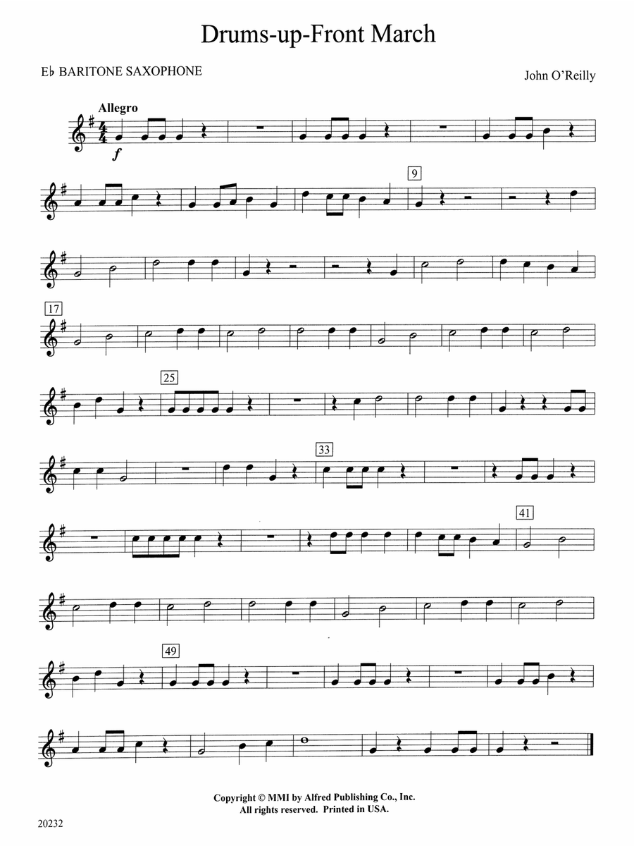 Drums-up-Front March: E-flat Baritone Saxophone