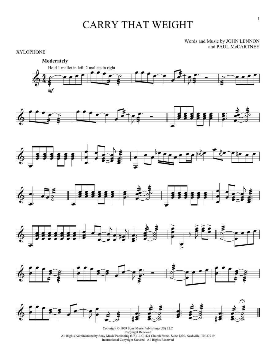 Carry That Weight Carry That Weight Percussion scores gallery preview page 1
