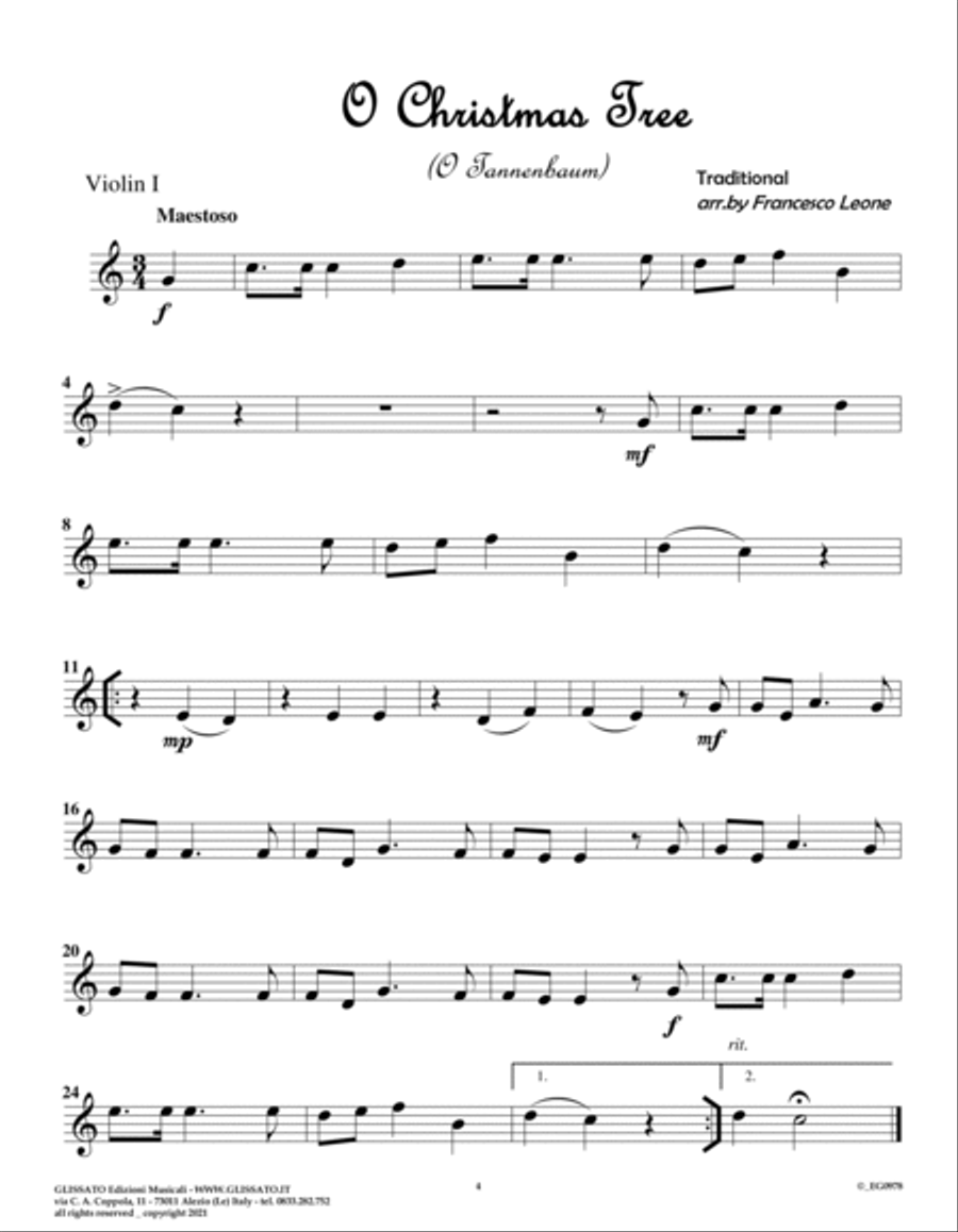 10 easy Christmas Tunes for String Quartet (set of parts) image number null