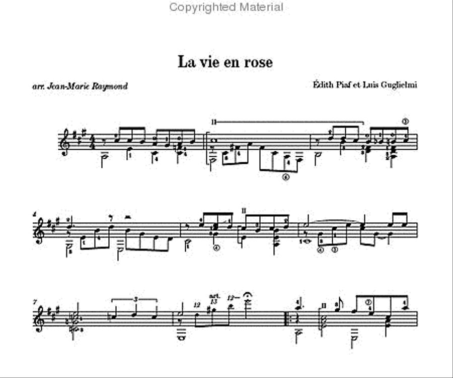 La vie en rose La vie en rose Classical Guitar scores gallery preview page 2