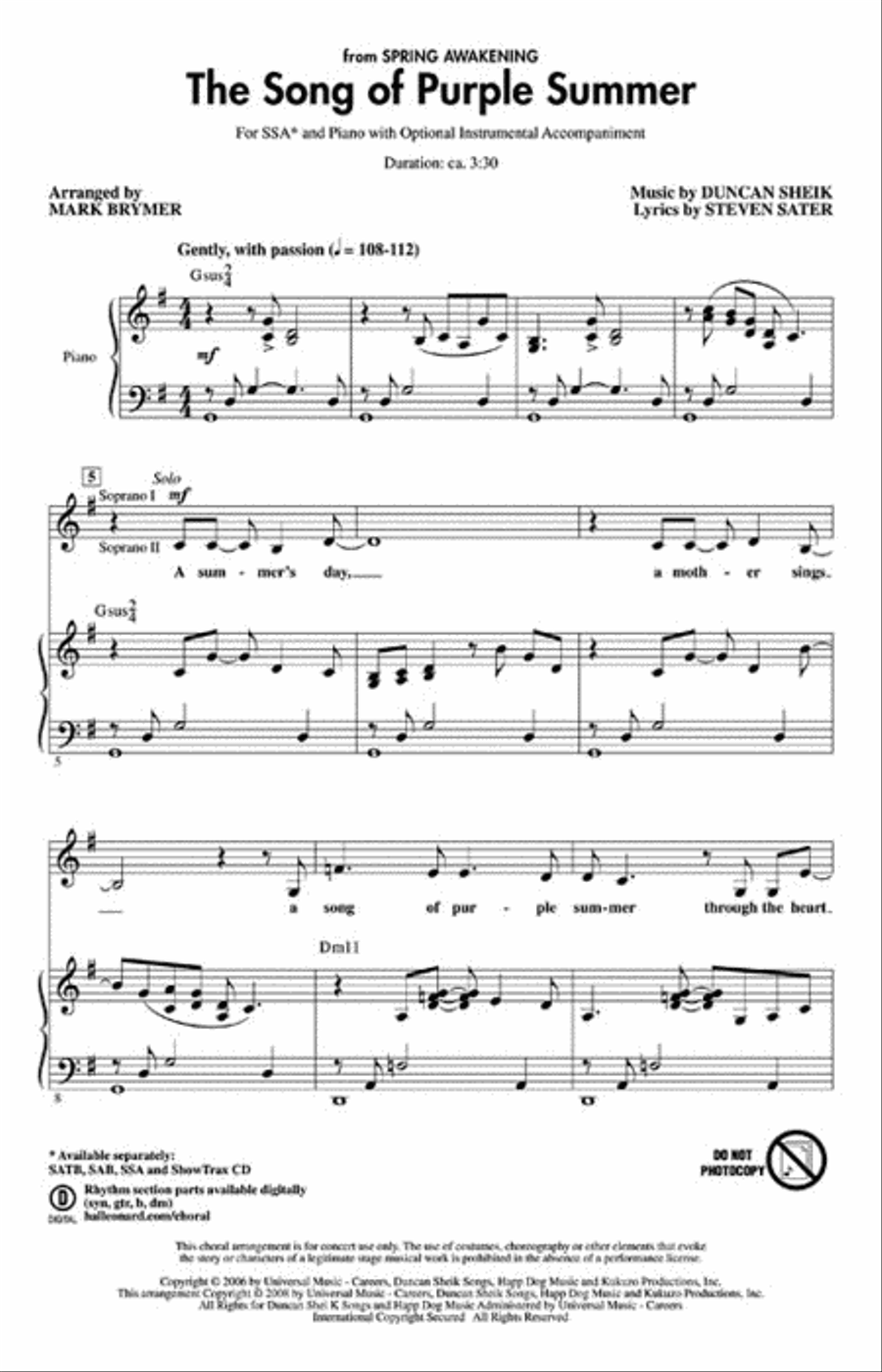 The Song of Purple Summer SSA scores gallery preview page 2