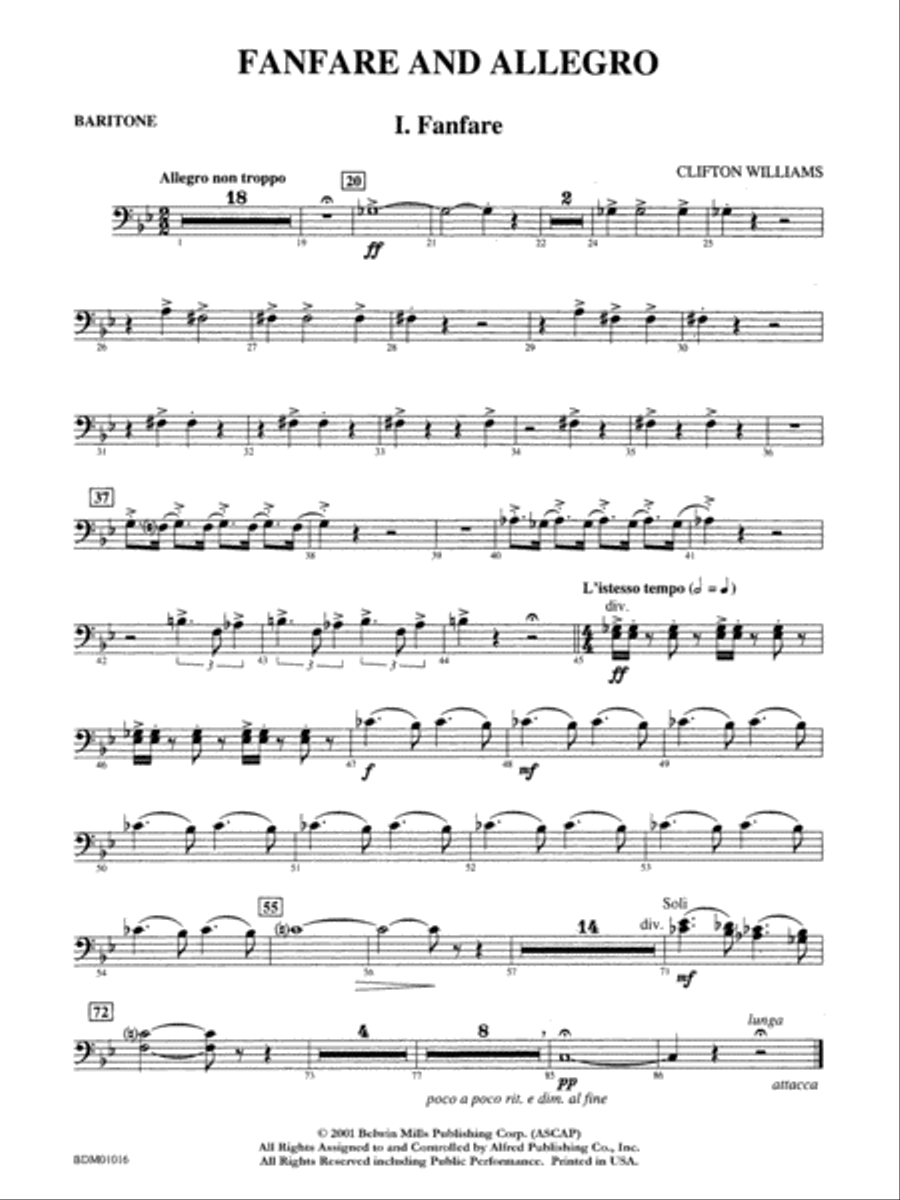 Fanfare and Allegro: Baritone B.C. Concert Band scores gallery preview page 1