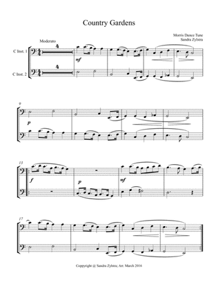 Country Gardens (bass C instrument duet, parts only)