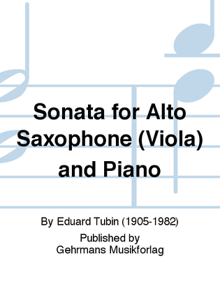 Sonata for Alto Saxophone (Viola) and Piano